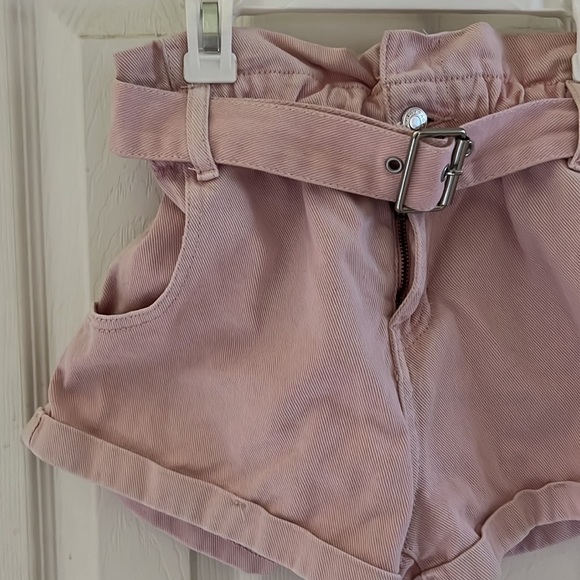 Pacsun Light Pink Denim Mon Shorts with Buckle - Picture 2 of 6